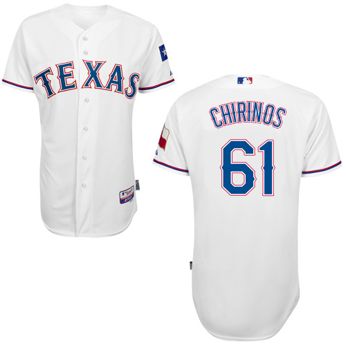 Robinson Chirinos #61 MLB Jersey-Texas Rangers Men's Authentic Home White Cool Base Baseball Jersey